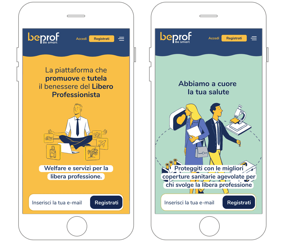 App mobile BeProf per salute e benessere dei professionisti.