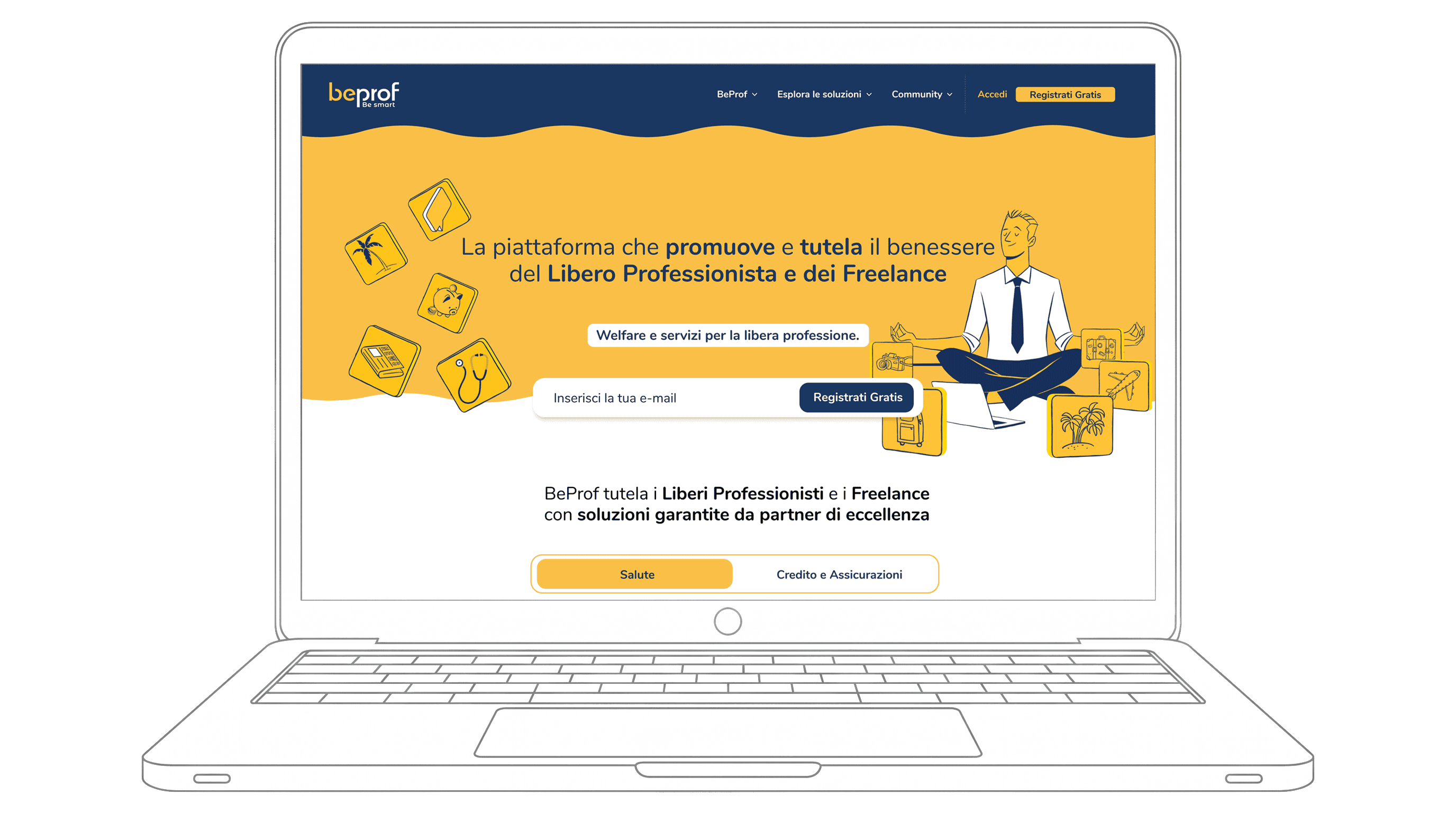 Piattaforma BeProf per professionisti e freelance, benessere e servizi professionali.