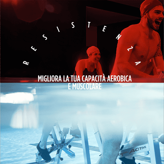 Allenamento in piscina per migliorare capacità aerobica e muscolare.